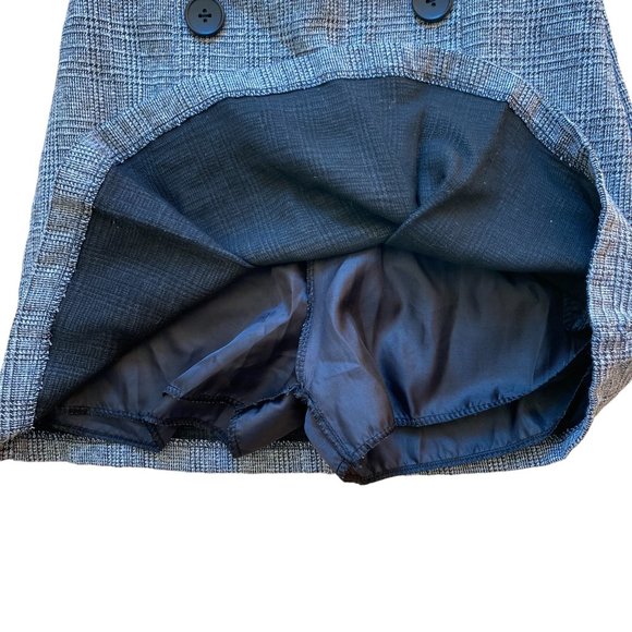 AML Clueless Plaid Tweed Button Pleat Front Preppy Celeb Style Mini Skirt -M - Picture 7 of 9